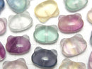 [Video] Multicolor Fluorite AAA- Cat Motif 10x13mm [Drilled Hole (Vertical Hole)] 5pcs