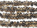 [Video]High Quality Smoky Quartz AAA- Drop (Smooth) half or 1strand beads (aprx.7inch/18cm)