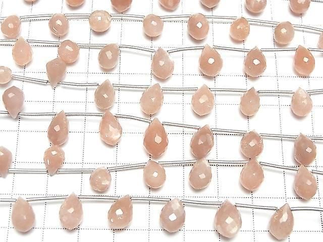 [Video] High Quality Peach Moonstone AA++ Marquise Rice Faceted Briolette 1strand (8 pcs)