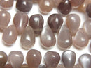 [Video] High Quality Brown Moonstone AA++ Drop (Smooth) Half or 1strand Bead (approx. 7 inches/18 cm)