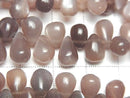 [Video] High Quality Brown Moonstone AA++ Drop (Smooth) Half or 1strand Bead (approx. 7 inches/18 cm)
