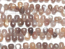 [Video] High Quality Brown Moonstone AA++ Drop (Smooth) Half or 1strand Bead (approx. 7 inches/18 cm)