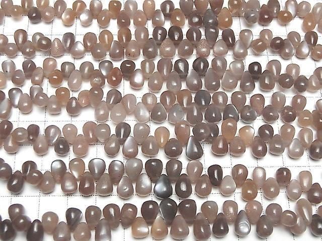 [Video] High Quality Brown Moonstone AA++ Drop (Smooth) Half or 1strand Bead (approx. 7 inches/18 cm)