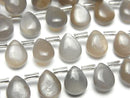 [Video] High Quality Gray Moonstone AA++ Pear Shape (Smooth) 10x8mm Half or 1strand (18pcs)