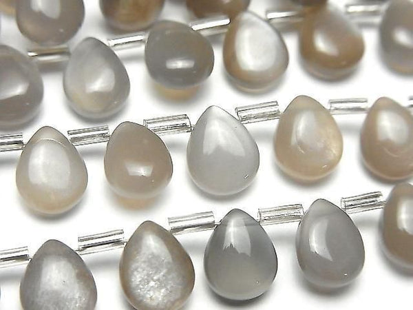 [Video] High Quality Gray Moonstone AA++ Pear Shape (Smooth) 10x8mm Half or 1strand (18pcs)