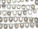[Video] High Quality Gray Moonstone AA++ Pear Shape (Smooth) 10x8mm Half or 1strand (18pcs)