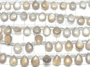 [Video] High Quality Brown-Gray Moonstone AA++ Pear Shape (Smooth) 10x8mm Half or 1strand (18pcs)