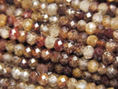 [Video] High Quality! Natural Brown Zircon AA+ Faceted Button Rondelle 4x4x3mm Half or 1strand beads (approx. 15 inches/36 cm)