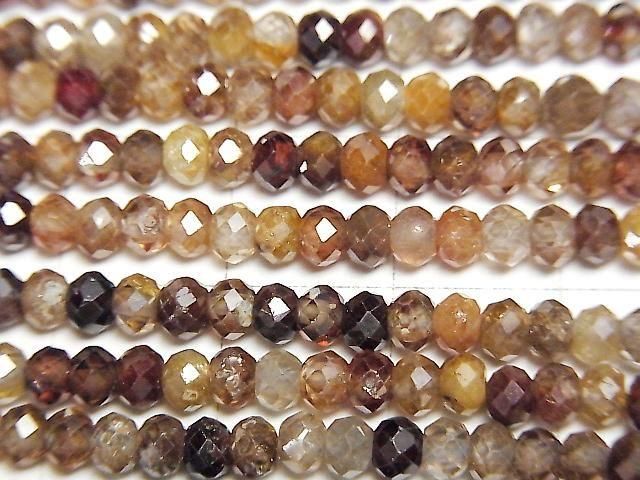 [Video] High Quality! Natural Brown Zircon AA+ Faceted Button Rondelle 4x4x3mm Half or 1strand beads (approx. 15 inches/36 cm)