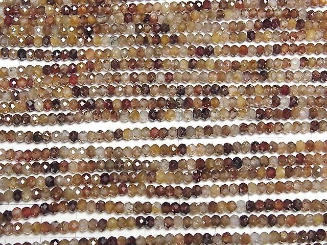 [Video] High Quality! Natural Brown Zircon AA+ Faceted Button Rondelle 4x4x3mm Half or 1strand beads (approx. 15 inches/36 cm)