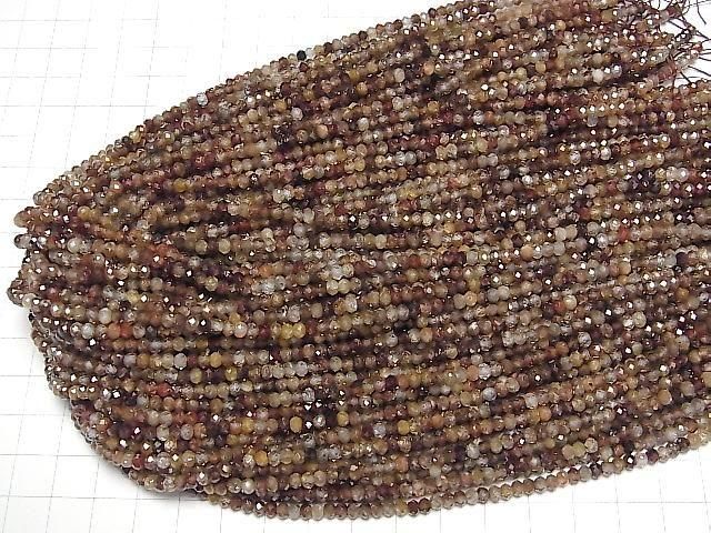 [Video] High Quality! Natural Brown Zircon AA+ Faceted Button Rondelle 4x4x3mm Half or 1strand beads (approx. 15 inches/36 cm)