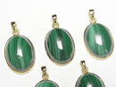 [Video] Malachite AAA Oval Pendant 19x15mm 18KGP 1pc