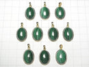 [Video] Malachite AAA Oval Pendant 19x15mm 18KGP 1pc