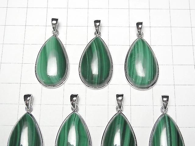 [Video] Malachite AAA Pear shape Pendant 25x16mm Silver925 1pc