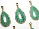 [Video] Malachite AAA Pear Shape Pendant 25x16mm 18KGP 1pc