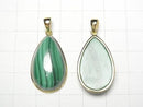 [Video] Malachite AAA Pear Shape Pendant 25x16mm 18KGP 1pc