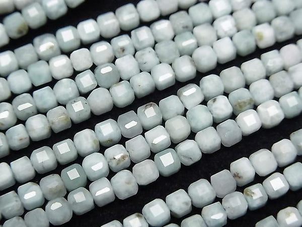 [Video] High Quality! Larimar Pectolite AA+ Cube Shape 3x3x3mm half or 1strand beads (aprx.15inch/37cm)