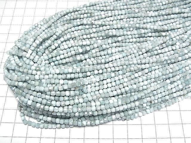 [Video] High Quality! Larimar Pectolite AA+ Cube Shape 3x3x3mm half or 1strand beads (aprx.15inch/37cm)