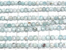 [Video] High Quality! Larimar Pectolite AA+ Cube Shape 4x4x4mm 1/4-1strand beads (aprx.15inch/37cm)