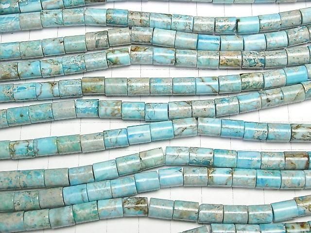 [Video] Light Blue Kaolinite Tube 8x6x6mm 1strand beads (approx. 15 inches/38 cm)