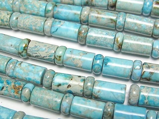 [Video] Light Blue Kaolinite Rondelle & Tube 1strand beads (approx. 15 inches/38 cm)