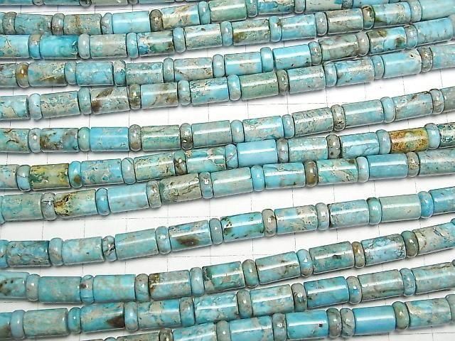 [Video] Light Blue Kaolinite Rondelle & Tube 1strand beads (approx. 15 inches/38 cm)