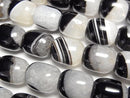 [Video] Black Agate x Quartz Tube 15.5x13.5x13.5mm half or 1strand beads (approx. 15 inches/36 cm)