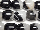 [Video] Black Agate x Quartz Tube 15.5x13.5x13.5mm half or 1strand beads (approx. 15 inches/36 cm)