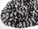 [Video] Black Agate x Quartz Tube 15.5x13.5x13.5mm half or 1strand beads (approx. 15 inches/36 cm)