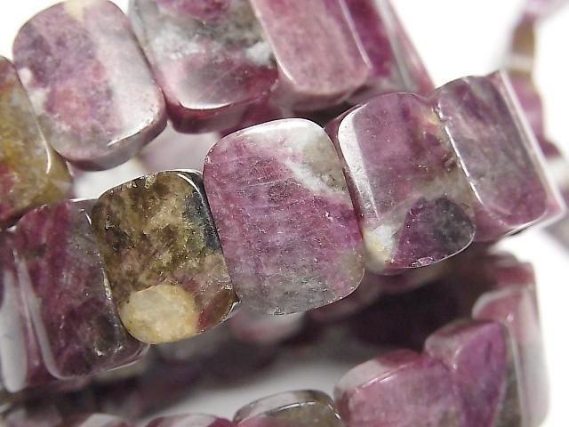 [Video] Deep Pink Tourmaline Silica A++ 2 Hole Rectangle 16x11x5mm 1strand (Bangle Bracelet)