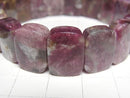 [Video] Deep Pink Tourmaline Silica A++ 2 Hole Rectangle 15x11x4mm 1strand (Bangle Bracelet)
