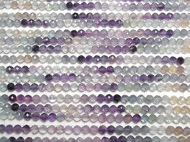 [Video] High Quality! Multicolor Fluorite AAA Faceted Round 4mm Color Gradation 1strand beads (approx. 15 inches/37 cm)