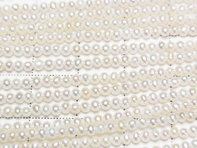 [Video] Fresh Water Pearl AAA - Semi Round - Potato 2.5mm White Half or 1 Strand Beads (approx. 15 inches/37 cm)