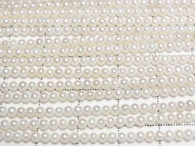 [Video] Fresh Water Pearl AAA- Semi Round-Potato 2.5-3mm White Half or 1strand beads (approx. 15 inches/37 cm)