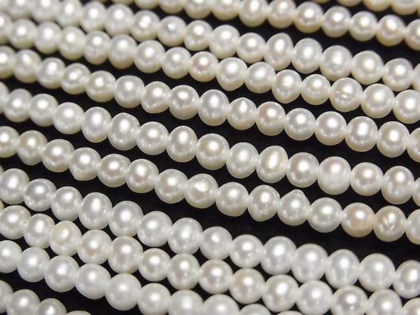 [Video] Fresh Water Pearl AAA- Semi Round-Potato 3-3.5mm White 1strand beads (approx. 15 inches/38 cm)