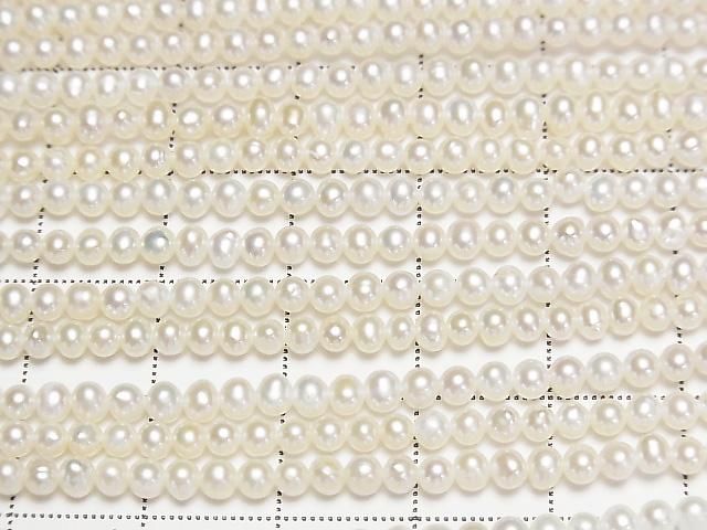 [Video] Fresh Water Pearl AAA- Semi Round-Potato 3-3.5mm White 1strand beads (approx. 15 inches/38 cm)