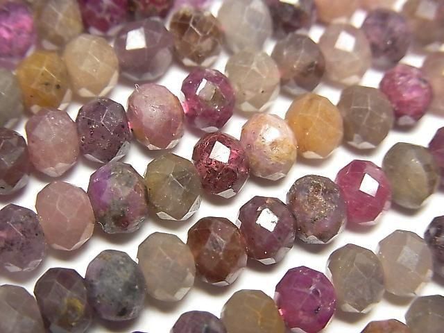 [Video] High Quality! Ruby & Sapphire AA Faceted Button Rondelle 5.5x5.5x4mm half or 1strand beads (aprx.15inch/36cm)