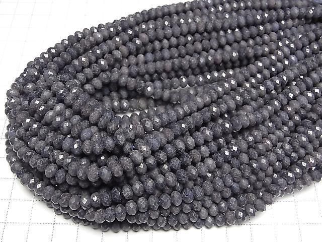 [Video]High Quality! Sapphire AA++ Faceted Button Rondelle 6x6x4mm half or 1strand beads (aprx.15inch/37cm)