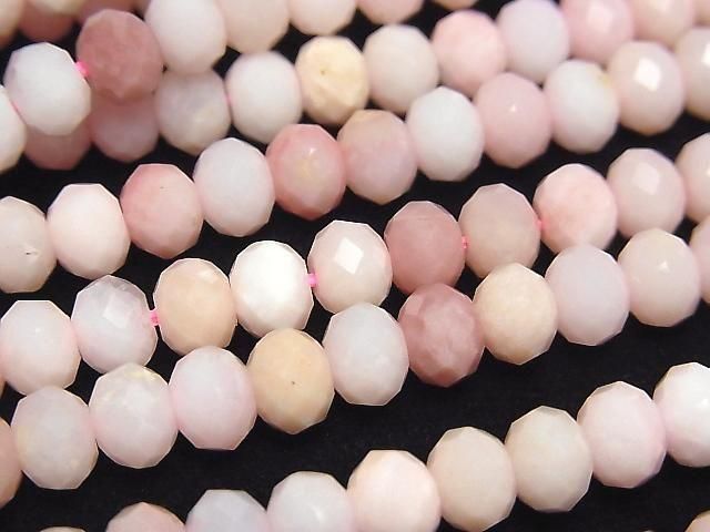 [Video] High Quality! Pink Opal AA++ Faceted Button Rondelle 6x6x4mm Half or 1strand beads (approx. 15 inches/37 cm)