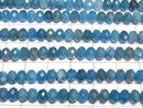 [Video] High Quality! Blue Apatite AA++ Faceted Button Rondelle 6x6x4mm 1strand beads (approx. 15 inches/37 cm)