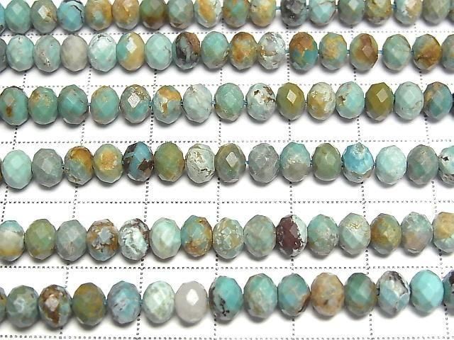 [Video]Turquoise AA Faceted Button Rondelle 6x6x4mm 1strand beads (aprx.15inch/37cm)