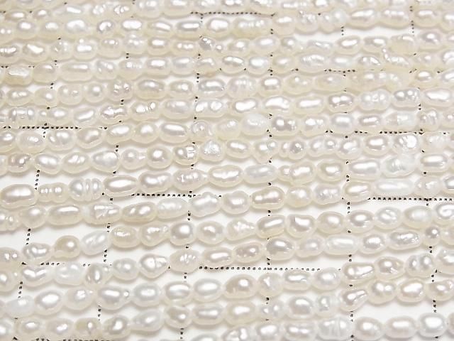[Video] Fresh Water Pearl AA Rice-Baroque 4x3x3mm White 1strand beads (approx. 14 inches/34 cm)