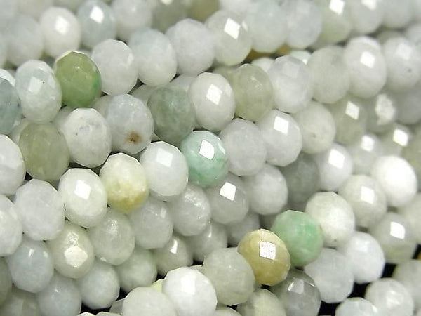 [Video] High Quality! Burmese Jadeite AA+ Faceted Button Rondelle 6x6x4mm 1strand beads (approx. 15 inches/37 cm)