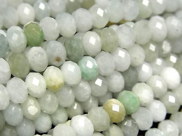 [Video] High Quality! Burmese Jadeite AA+ Faceted Button Rondelle 6x6x4mm 1strand beads (approx. 15 inches/37 cm)