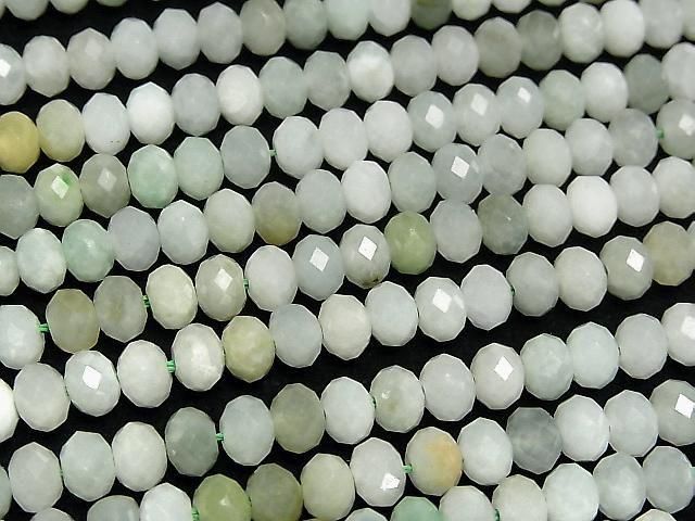 [Video] High Quality! Burmese Jadeite AA+ Faceted Button Rondelle 6x6x4mm 1strand beads (approx. 15 inches/37 cm)