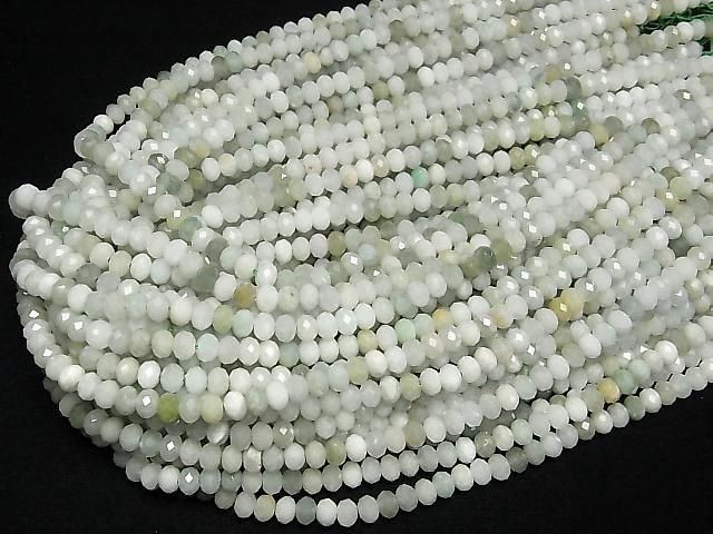 [Video] High Quality! Burmese Jadeite AA+ Faceted Button Rondelle 6x6x4mm 1strand beads (approx. 15 inches/37 cm)