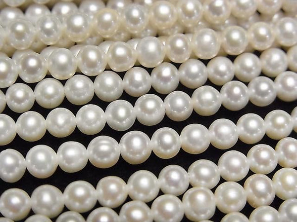 [Video] Fresh Water Pearl AA+ Semi Round-Potato 4mm White 1strand beads (approx. 15 inches/37 cm)