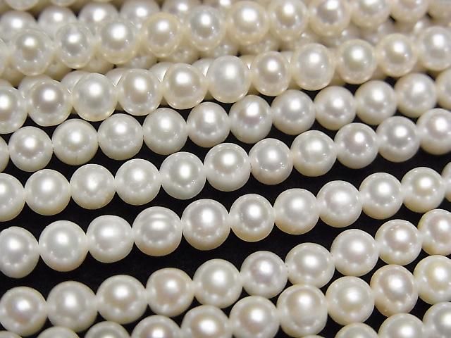 [Video] Fresh Water Pearl AA+ Semi Round-Potato 4mm White 1strand beads (approx. 15 inches/37 cm)