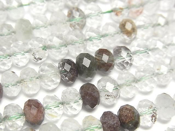 [Video] High Quality! Garden Quartz AA++ Faceted Button Rondelle 6x6x4mm 1strand beads (approx. 14 inches/35 cm)