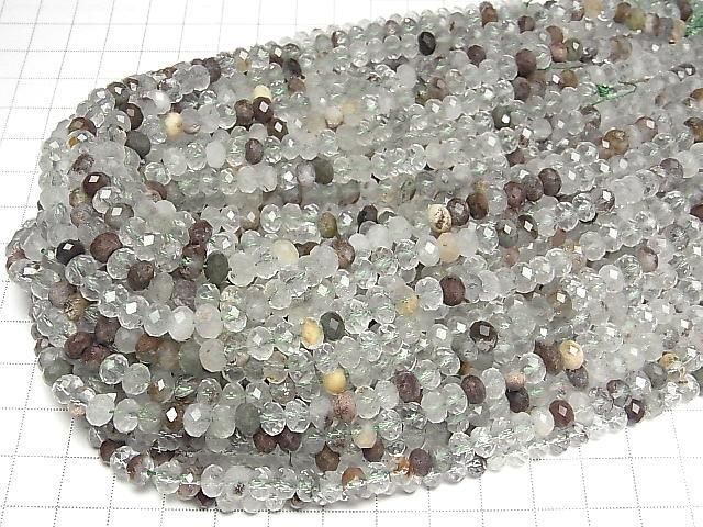 [Video] High Quality! Garden Quartz AA++ Faceted Button Rondelle 6x6x4mm 1strand beads (approx. 14 inches/35 cm)